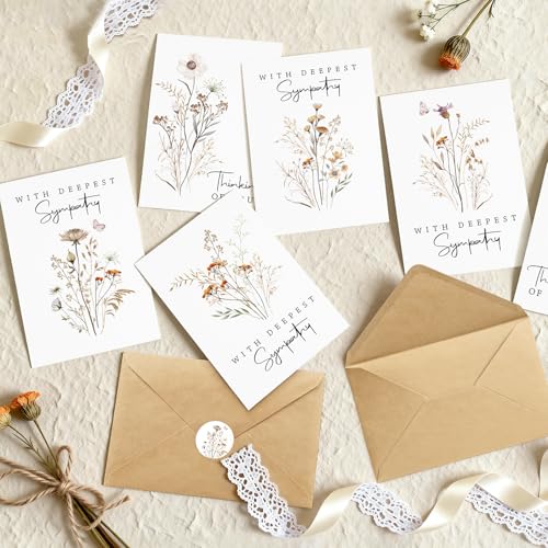 Bulk Sympathy Cards Set - 24 Elegant Condolence Cards with Envelopes