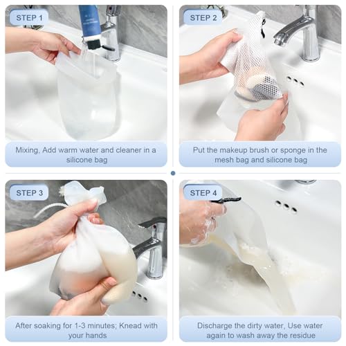 FERNIDA Silicone Makeup Sponge & Brush Cleaner Bag Set for Cosmetics