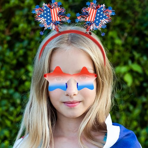 ANBALA 4th of July Accessories Set - Patriotic Headbands & Sunglasses