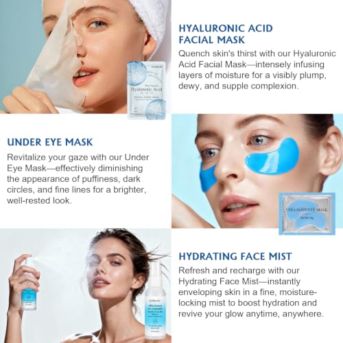 Hydrating Skincare Set with Facial Masks & Eye Patches - 15 Pcs
