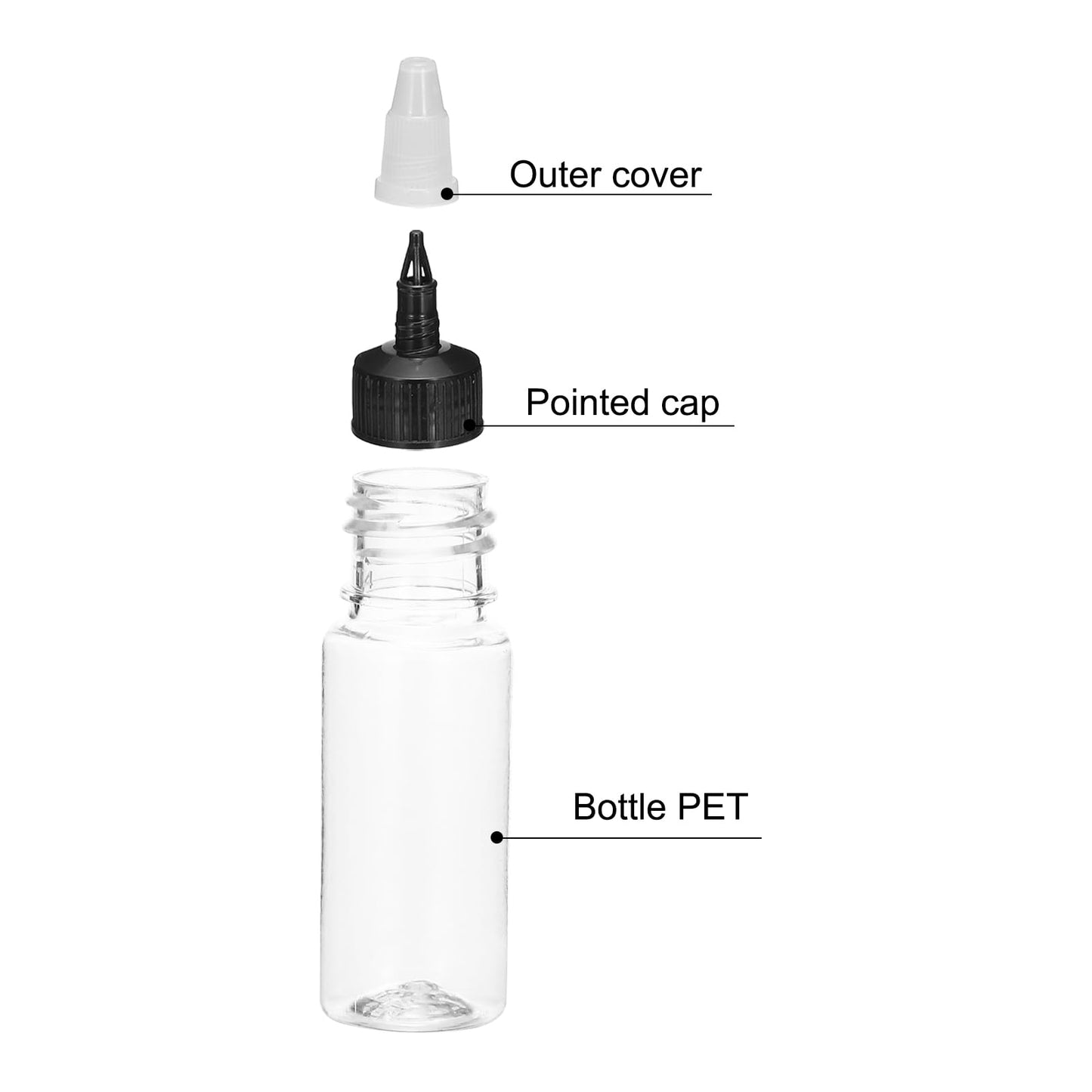 MECCANIXITY 12Pcs 0.5oz/15ml Squeeze Bottles, Clear Dispensing Bottles with Twist Cap Lids, Plastic Squirt Bottle for Ketchup, Mustard,and Crafts