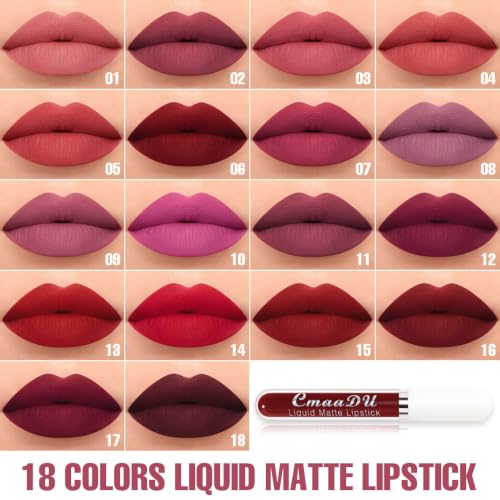 evpct 18 Colors Matte Liquid Lipstick Set - Long Lasting & Waterproof