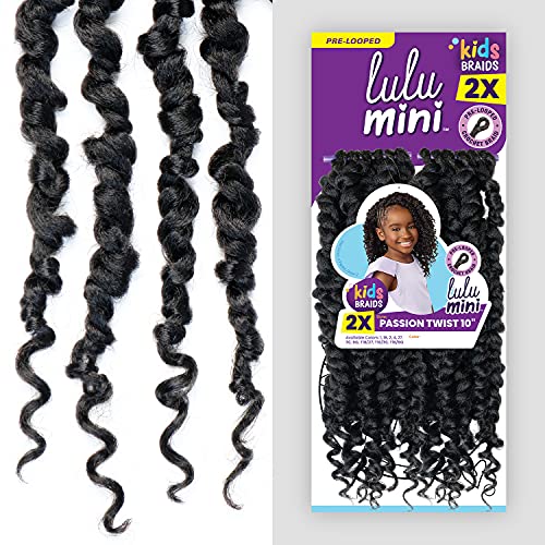 LULUTRESS Sensationnel Crochet Braids Lulu Mini Passion Twist 10" 1B - 1 Pack Kids Protective Style