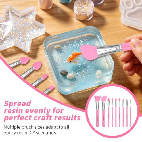 LORMAY 9-Piece Silicone Brush Set for UV Resin Crafting & Makeup