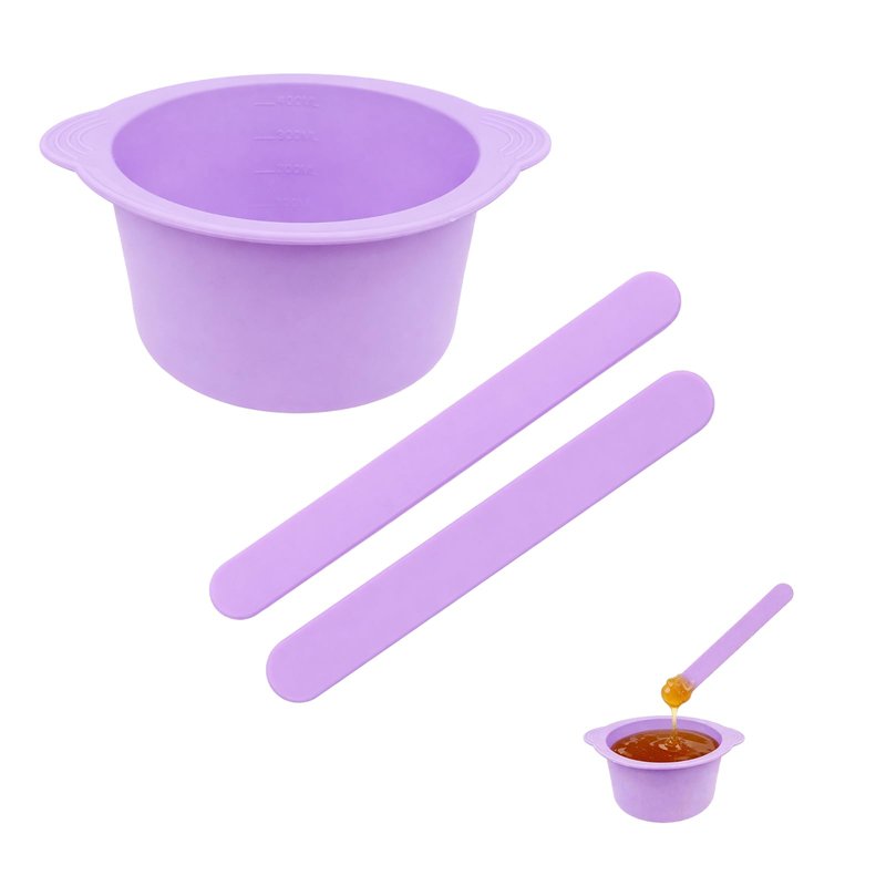 Silicone Wax Warmer Liner, Non-Stick Reusable Wax Pot Insert for Wax Warmer, Easy-to-Clean Silicone Wax Bowl with 2 Wax Spatulas (Purple)