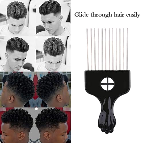 LEADUWAY Afro Hair Pick & Metal Wig Detangler - 2 Pack