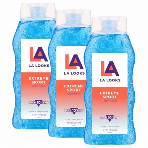 L.A. Looks Extreme Sport Hair Gel 20 Oz Pack of 3 - High Hold Styling for Active Use