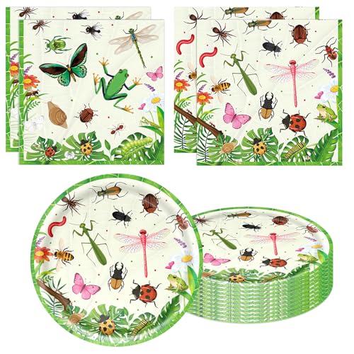 40 Pcs Bug Theme Plates and Napkins Set for Birthday Parties