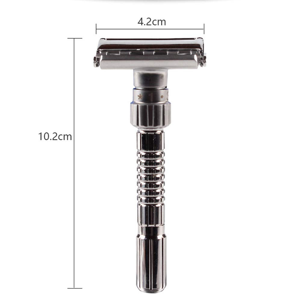 Leadigol Men's Razor Adjustable Hair Razor Zinc Alloy With Case Classic With Blade Metal Manual Shaver
