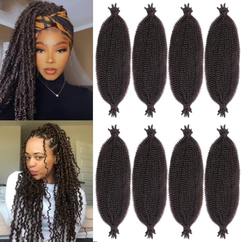 COOKOO 16-Inch Pre-Fluffed Springy Afro Twist Hair - 8 Pack Synthetic Braiding