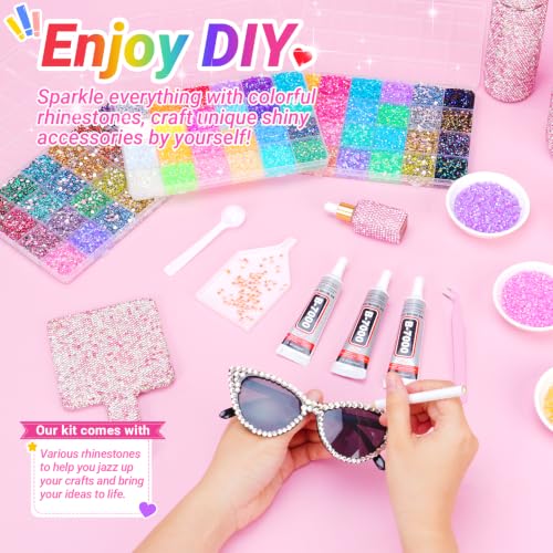 Atifober 102000PCS Bedazzling Kit with 72 Colors Rhinestones & Glue