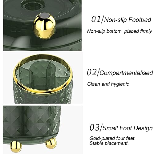 Dark Green 360° Rotating Makeup Brush Holder with Dustproof Lid