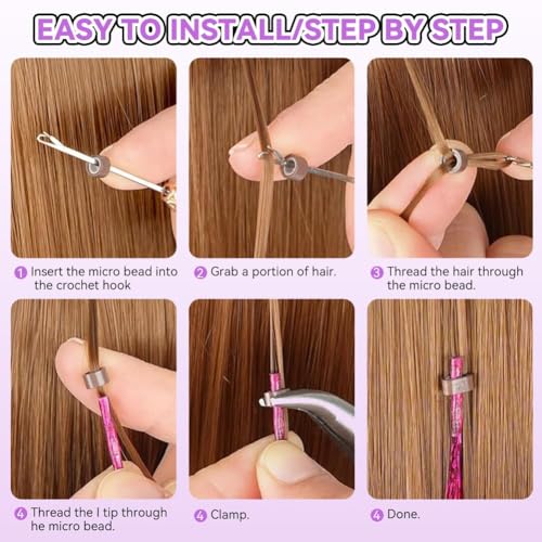 Lyric Selection Mixed Color 20in Hair Tinsel I Tip Extensions Kit with Beads & Accessories