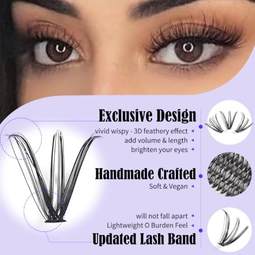 YUZIMAI 280Pcs D Curl Lash Clusters Kit for DIY Eyelash Extensions