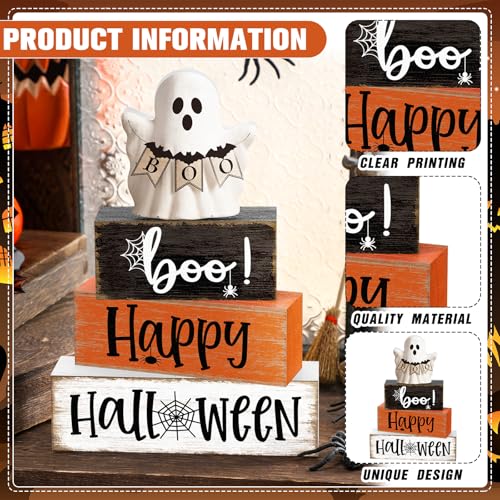 Halloween Wooden Table Decorations - Rustic Farmhouse Set of 4