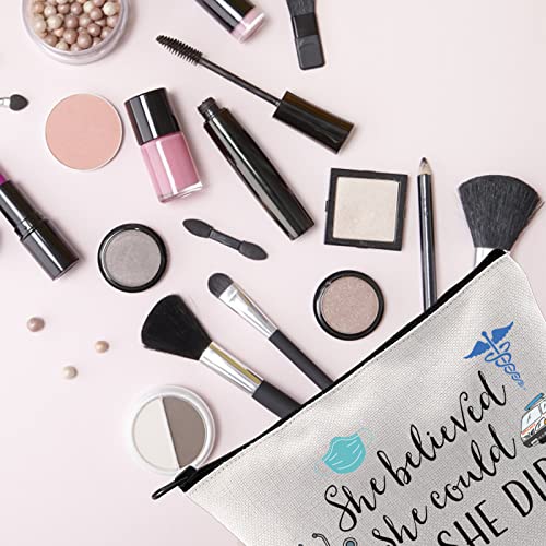 She Believed EMT Makeup Bag - Inspirational Gift for Emergency Medical Technicians