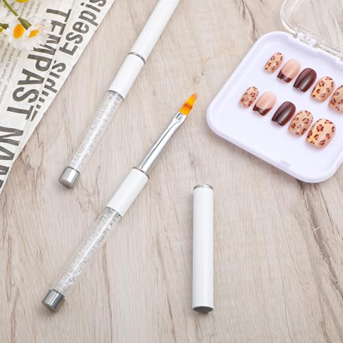 Nail Ombre Brushes Set with Rhinestone Handles - 2 Pcs