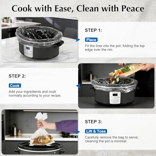 Homtone Disposable Slow Cooker Liners - 30 Pack, 13x21 Inch, BPA-Free for 3-8 Quart Pots