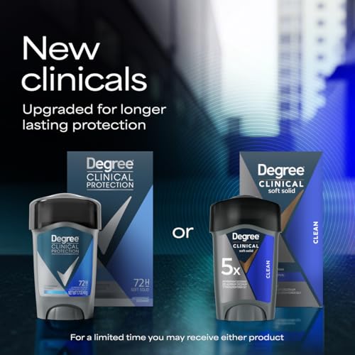 Degree Men Antiperspirant Deodorant Clean 72-Hour Sweat & Odor Protection Prescription-Strength Antiperspirant For Men with MotionSense Technology 1.7 oz
