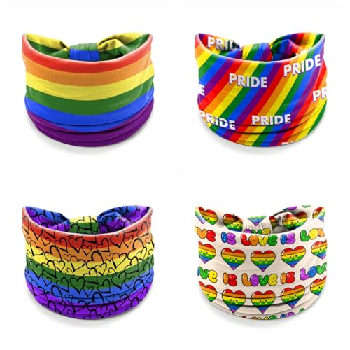 Winthrop 4-Pack Rainbow Pride Headbands – Stretchy LGBTQ+ Hair Bands