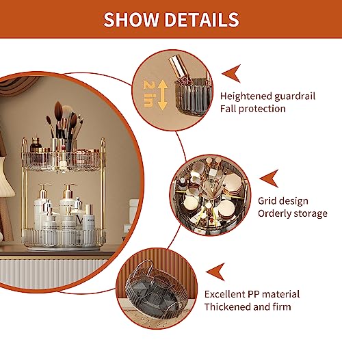 YCIA&DONE Rotating Makeup Organizer - 360° Large Capacity for Vanity