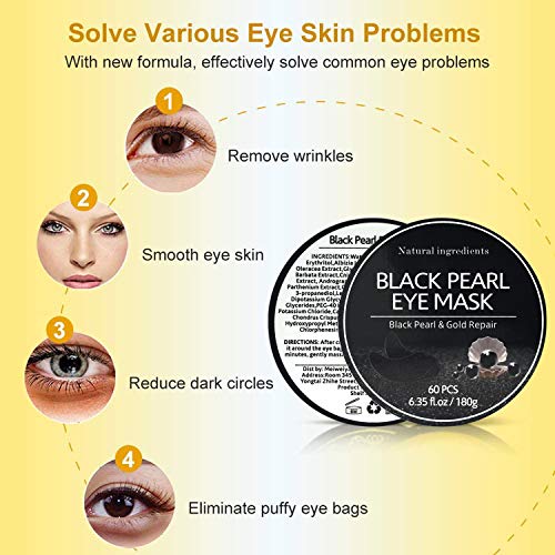 Felico Black Pearl Eye Mask for Dark Circles Puffy Eyes Wrinkles 60PCS