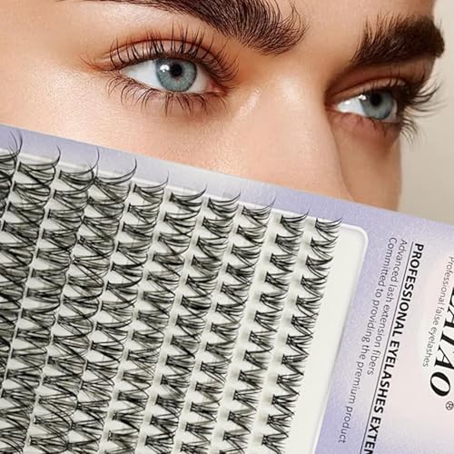 Yilatao Wispy C Curl False Eyelash Clusters for DIY Extensions - Black-1