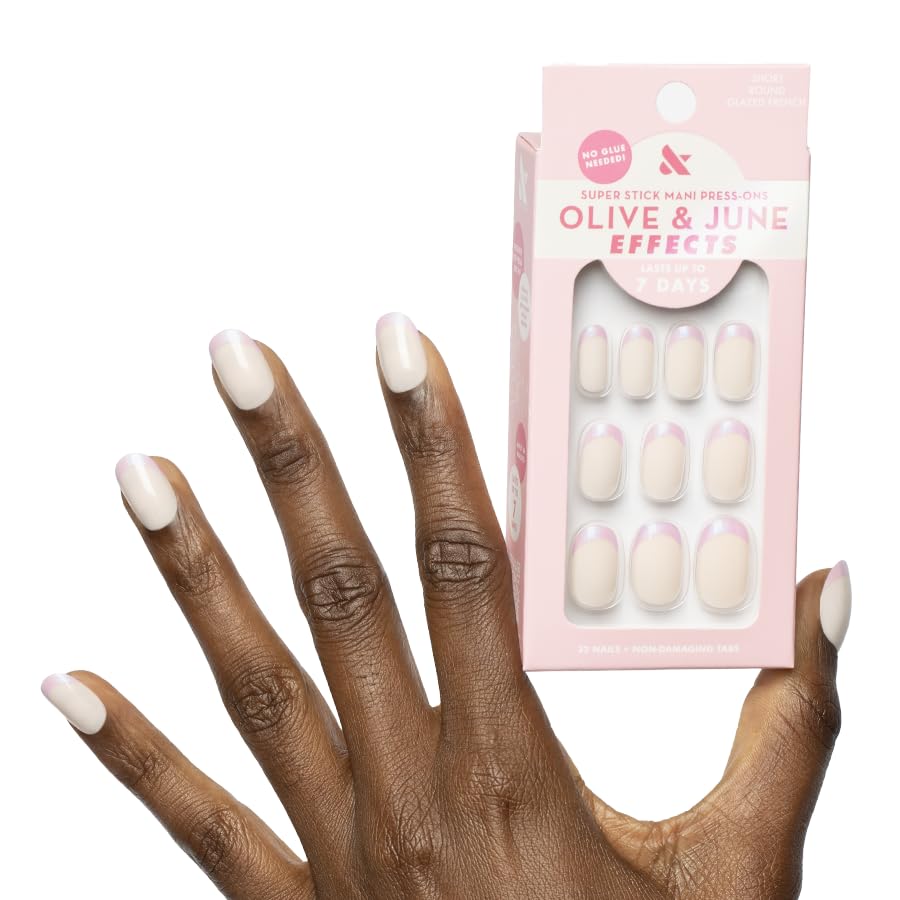 Effects Super Stick Mani Press On Nails - Extra Short Round | 32 Tabs in 16 Sizes | Non-Toxic & Easy On-Off