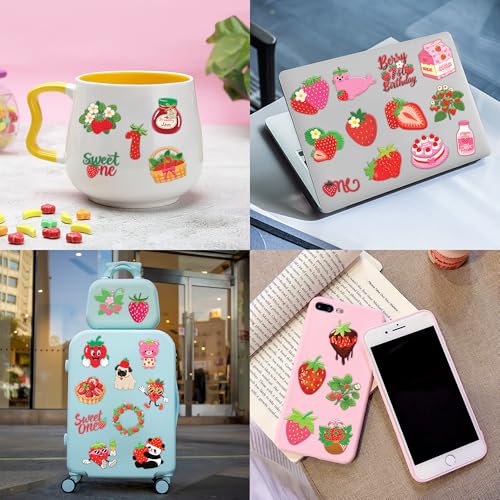 60 PCS Strawberry Temporary Tattoos for Kids - Fun Party Favors