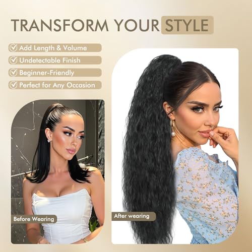 30 Inch Ombre Purple Wavy Curly Claw Clip Ponytail Extension