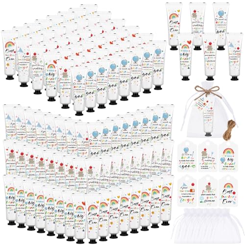 Teacher Appreciation Hand Cream Set - Moisturizing Lotion with Cards & Organza Bags, 72 Travel Size Gifts