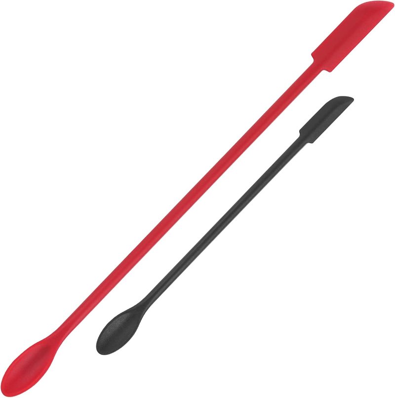 Mini Silicone Spatula Set - 2pcs Small Makeup Scrapers for Cosmetics | Reusable Beauty Tools in Black & Red
