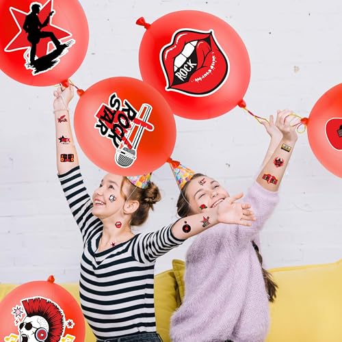 72 PCS Rock Theme Party Favors with Balloons and Tattoos for Kids