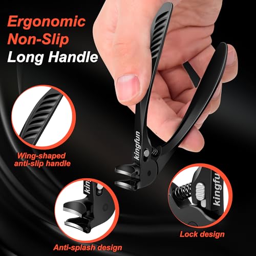Kingfun Long Handled Toenail Clippers for Seniors - Ergonomic Non-Slip Thick-Nail Clipters