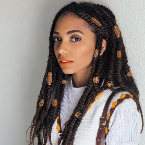 50PCS Wooden Hair Beads for Braids & Locs - Dreadlock Accessories & DIY Hair Cuffs