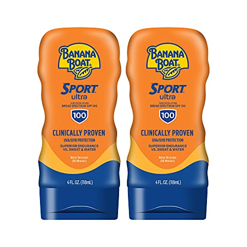Banana Boat Sport SPF 100 Sunscreen Lotion 4 oz (Pack of 2) - Water & Sweat Resistant