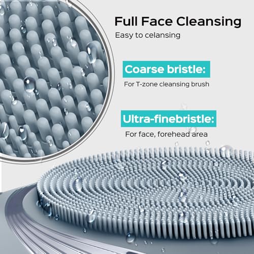 COSLUS FBS01 Facial Cleansing Brush - Compact Silicone Face Scrubber in Hazy Blue