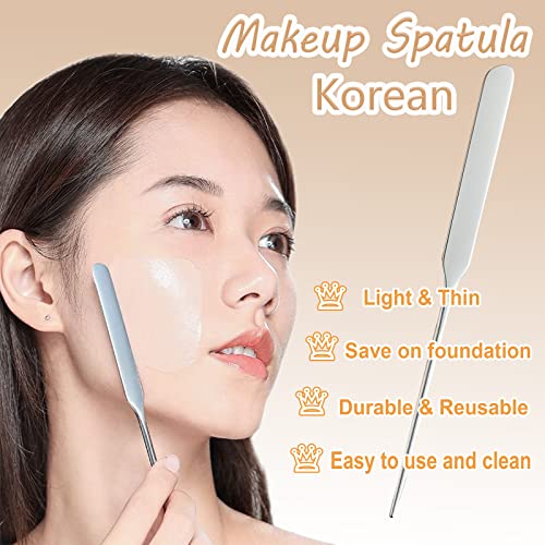 Banugo Korean Makeup Spatula & Palette Set with Leather Cover for Foundation Mixing