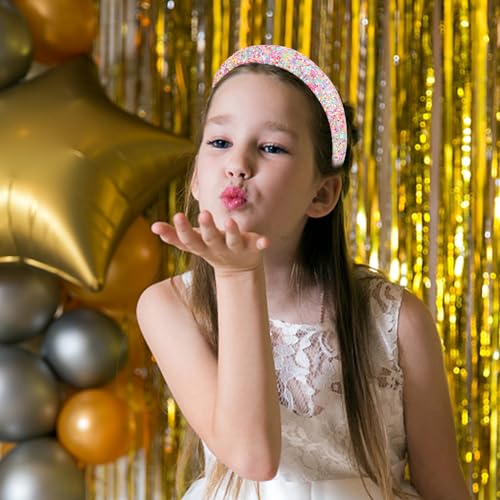 Jaciya Rainbow Sequin Headbands for Girls & Women Sparkly Wide Hair Accessory