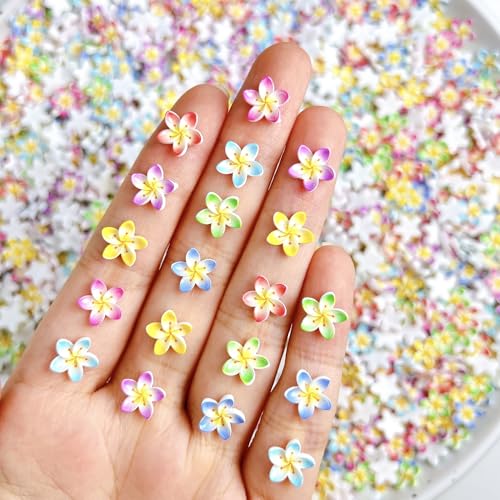 100Pcs 3D Colorful Flower Nail Charms - Floral Nail Gems for DIY