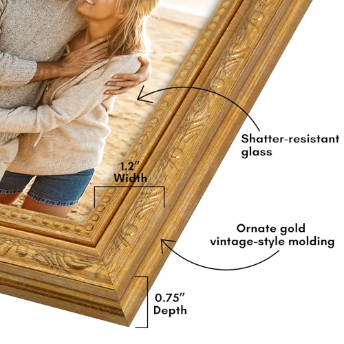 Ornate Gold 5x7 Picture Frame with Shatter-Resistant Glass