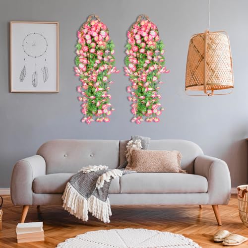 Artificial Morning Glory Vines - 2 Pcs UV Resistant Fake Flowers for Wall Decor