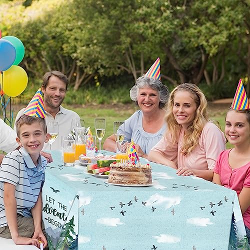 Adventure Awaits Tablecloths - 3 Pack Disposable Plastic Covers for Parties