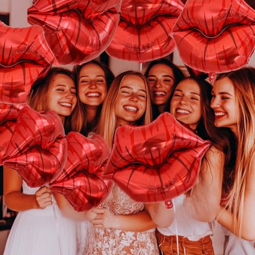 Red Lip Foil Balloons - 6Pcs Huge Kiss Balloons for Parties