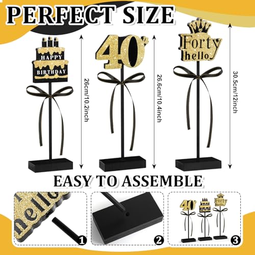 40th Birthday Table Decorations - 3 Wooden Signs Set