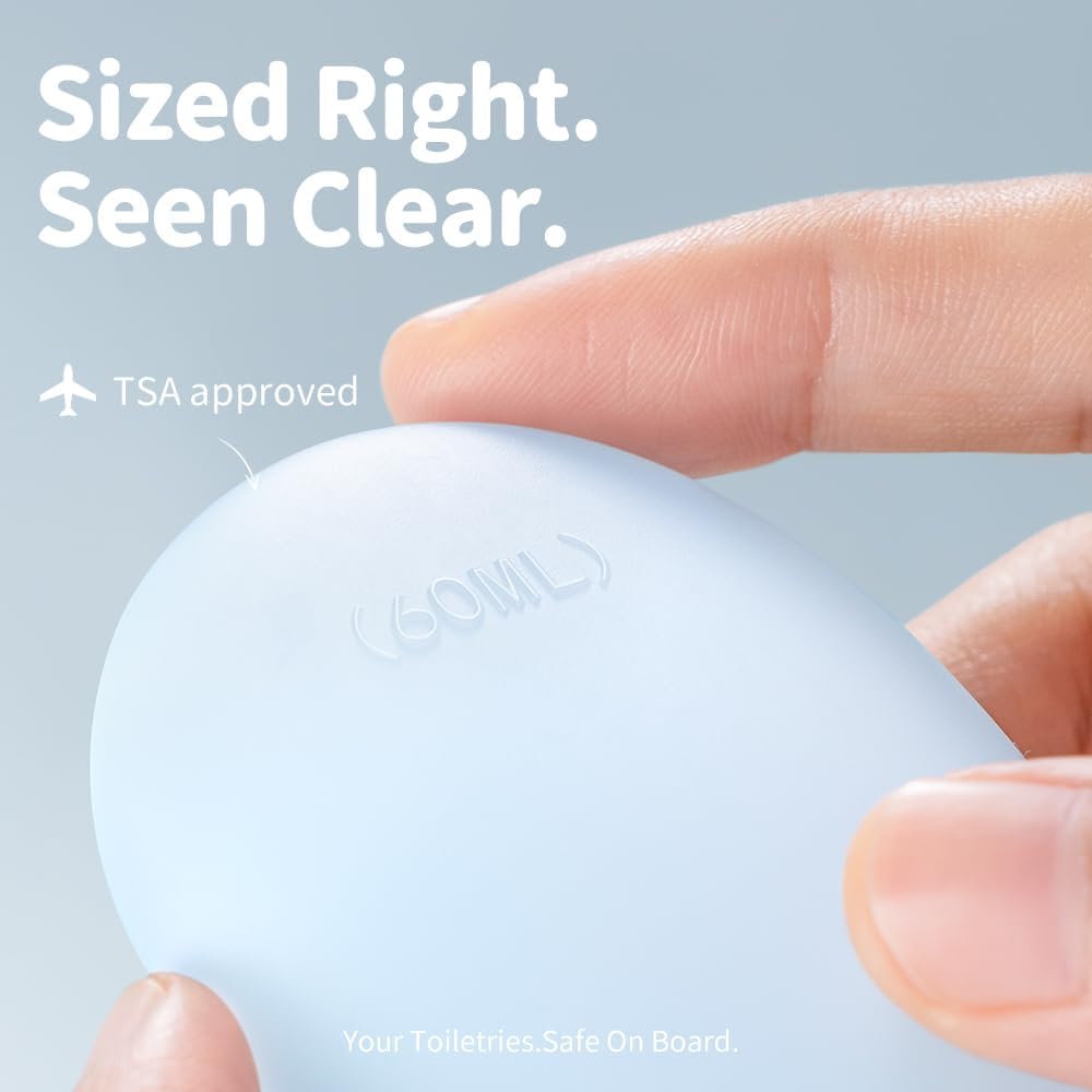 Travel Bottles 4 Pack - 2oz TSA Approved Leak-Proof Containers | Ergonomic Design for Shampoo & Conditioner