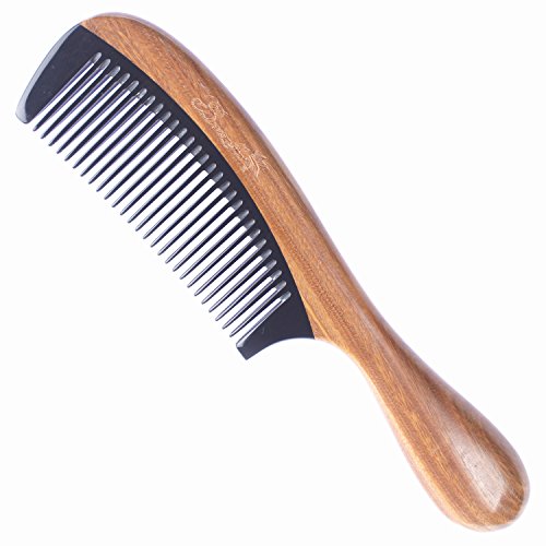 Breezelike Fine Tooth Wooden Hair Comb with Round Handle