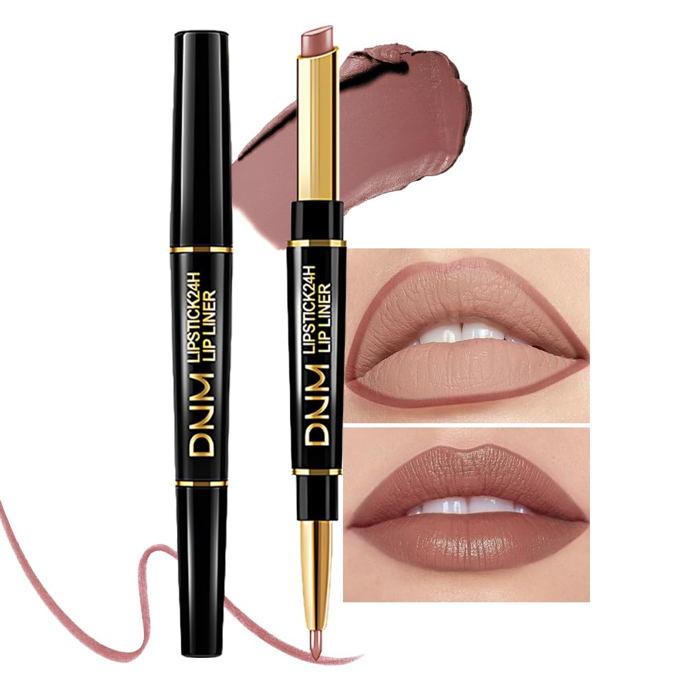 Chestnut Nude Brown Matte Lip Liner & Lipstick Set - Long Lasting, Waterproof, Smudge Proof | Antique Rose