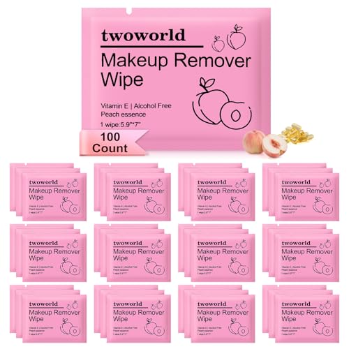 100 Individually Wrapped Makeup Remover Wipes, Honey Peach Travel Wipes