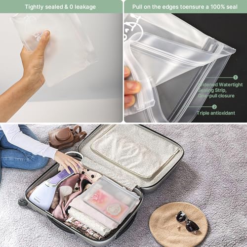 TT·SSTIE 5 Pack Clear Toiletry Bags, TSA 3-1-1 Quart Size PEVA Leakproof Travel Set (2 Small, 3 Large)